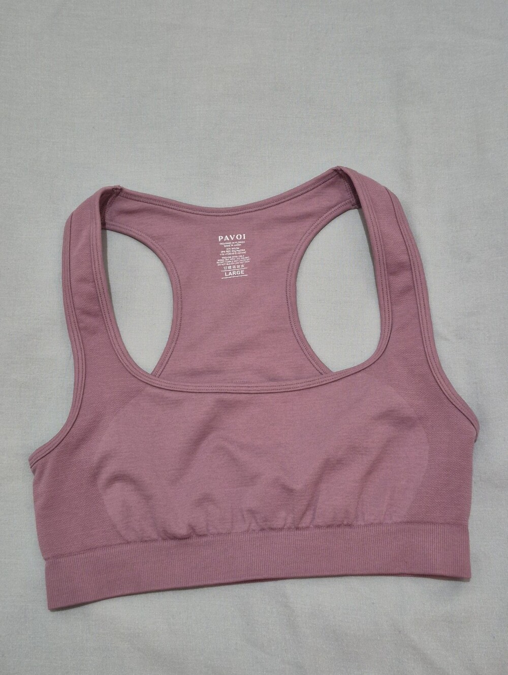 PAVOI Mauve Pink Racerback Seamless Sports Bra